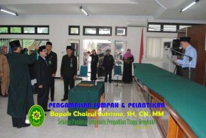 Pengambilan Sumpah dan pelantikan Chairul Sutrisno, SH,CN, MM sebagai Panitera Sekretaris Pengadilan Tinggi Bengkulu